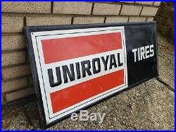 Vintage Embossed Tin Metal Uniroyal Tires Sign 40 x 18