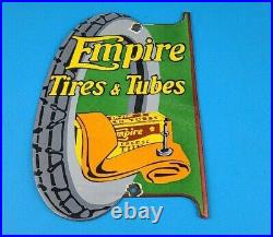 Vintage Empire Tires & Tubes Porcelain Gas Oil Automobile Service Pump Sign