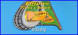 Vintage Empire Tires & Tubes Porcelain Gas Oil Automobile Service Pump Sign