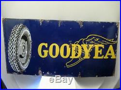 Vintage Enamel Porcelain Sign Goodyear Balloon Tire Rare Automobile Collectibles