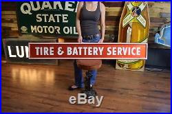 Vintage FIRESTONE TIRE & BATTERY SERVICE Sign Gas Station Garage Oil Advert