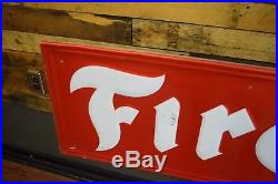 Vintage FIRESTONE TIRE Dealer Gas Station Store Advertising Tin Sign