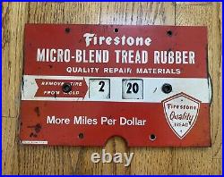 Vintage FIRESTONE TIRES Advertising Sign Micro-Blend Tread Rubber