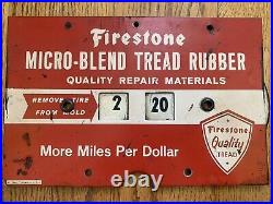 Vintage FIRESTONE TIRES Advertising Sign Micro-Blend Tread Rubber