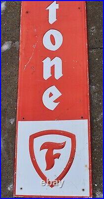 Vintage FIRESTONE TIRES GAS STATION OIL VERTICAL METAL Advertising SIGN