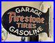 Vintage-FIRESTONE-TIRES-GASOLINE-Porcelain-Flange-Sign-Gas-Oil-24-01-pv