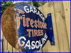 Vintage FIRESTONE TIRES Sign 23 Flange Service Station Gas Oil Auto Garage Shop