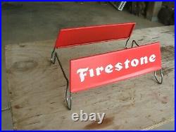 Vintage FIRESTONE Tire Holder Display Stand Gas Oil Service Station Sign