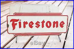 Vintage FIRESTONE Tire Stand 2 Signs Gas Oil OLD Station Car Truck DISPLAY Rack