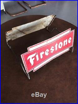 Vintage FIRESTONE Tire Stand Signs Gas Oil OLD Station Car Truck DISPLAY Rack