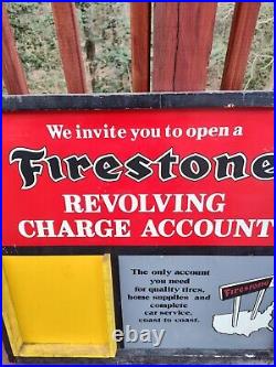 Vintage FIRESTONE Tires charge account wooden sign graphics rare advertising