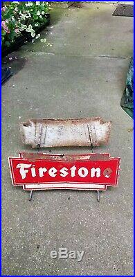 Vintage FIRESTONE sign. 1960's Tire Holder Display Stand Gas, Oil