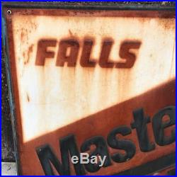 Vintage Falls Mastercraft Tires Automotive Tin Sign Embossed 29x44