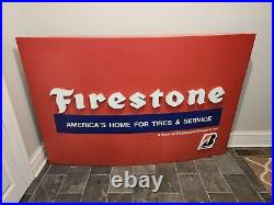 Vintage Firestone Advertising Sign Gas Oil Bridgestone Tires Service