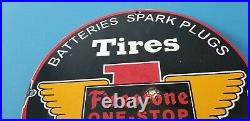 Vintage Firestone Auto Car Tires Supplies Porcelain Metal Gasoline Oil Sign