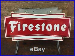 Vintage Firestone Bowtie Tire Holder Display Stand Gas Oil Service Station Sign