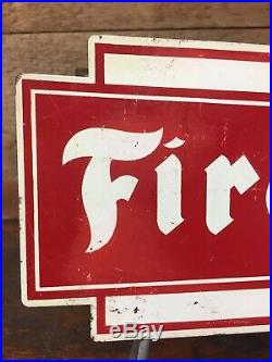 Vintage Firestone Bowtie Tire Holder Display Stand Gas Oil Service Station Sign