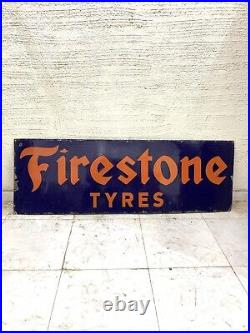 Vintage Firestone Garage Tire Porcelain Enamel Sign Board Sign 58 X 18 Inch