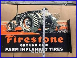 Vintage Firestone Ground Grip Tires + Farm Tractor 12 Metal Gasoline & Oil Sign