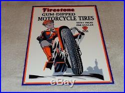 Vintage Firestone Gum Dipped Motorcycle Tires 12 Metal Tire Gasoline & Oil Sign