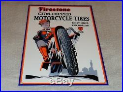 Vintage Firestone Gum Dipped Motorcycle Tires 12 Metal Tire Gasoline & Oil Sign