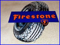 Vintage Firestone Gum Dipped Tires 12 Metal Tire Gasoline & Oil Sign Pump Plate