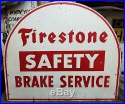 Vintage Firestone Masonite Safety Brake Service Sign Tire Gasoline Oil ...