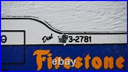 Vintage Firestone Porcelain Metal Sign Gas Motor Oil Service Station Pump Rare