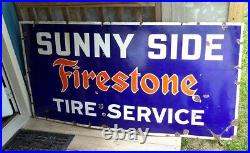 Vintage Firestone Porcelain Sign Advertising Sunny Side Firestone Tire Service