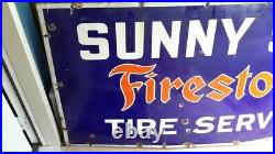 Vintage Firestone Porcelain Sign Advertising Sunny Side Firestone Tire Service