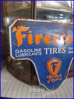 Vintage Firestone Porcelain Sign Battery Spark Plug Brakes Auto Tire Truck Parts