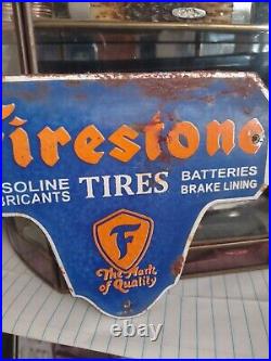 Vintage Firestone Porcelain Sign Battery Spark Plug Brakes Auto Tire Truck Parts