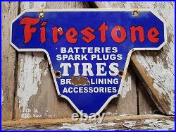 Vintage Firestone Porcelain Sign Battery Spark Plug Brakes Auto Tire Truck Parts