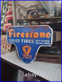 Vintage Firestone Porcelain Sign Battery Spark Plug Brakes Auto Tire Truck Parts