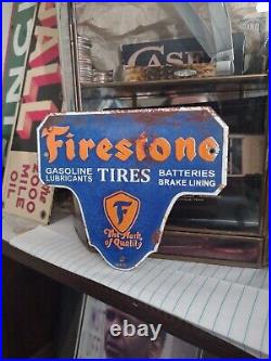 Vintage Firestone Porcelain Sign Battery Spark Plug Brakes Auto Tire Truck Parts