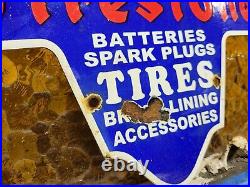 Vintage Firestone Porcelain Sign Battery Spark Plug Brakes Auto Tire Truck Parts