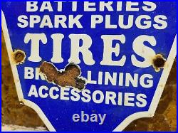 Vintage Firestone Porcelain Sign Battery Spark Plug Brakes Auto Tire Truck Parts