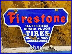 Vintage Firestone Porcelain Sign Battery Spark Plug Brakes Auto Tire Truck Parts