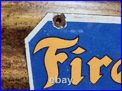 Vintage Firestone Porcelain Sign Gas Oil Lubricants Brakes Auto Tire Car Parts