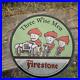 Vintage-Firestone-Red-Sidewall-Black-Tread-Tires-Porcelain-Gas-Oil-4-5-Sign-01-vx