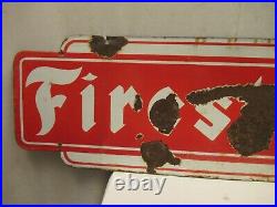 Vintage Firestone Sign Board Porcelain Enamel Double Sided Shop Display Collect