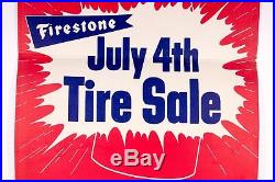 Vintage Firestone Store Display Sign Poster Banner Tire Car Paper Cardboard