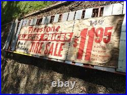 Vintage Firestone Tire Advertising Banner RARE 6.00-16 SIGN