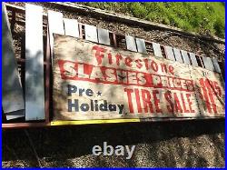 Vintage Firestone Tire Advertising Banner RARE 6.00-16 SIGN