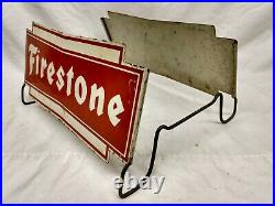 Vintage Firestone Tire Display Rack Stand Gas Station Shop Garage Antique Sign