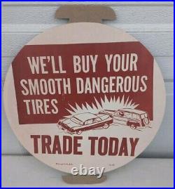 Vintage Firestone Tire Insert Store Display Sign Smooth Dangerous Tires