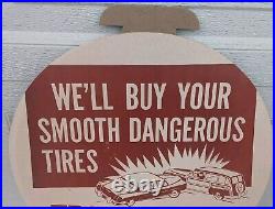 Vintage Firestone Tire Insert Store Display Sign Smooth Dangerous Tires