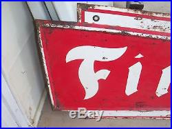 Vintage Firestone Tire Metal Gas Oil Sign 6ft RARE