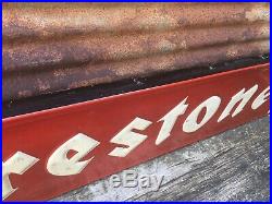 Vintage Firestone Tire Metal Sign Gas Station Oil Gasoline 13 1/2 X 71 Grace