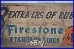 Vintage Firestone Tire Paper Advertising Banner Black Americana 37 x 120 RARE